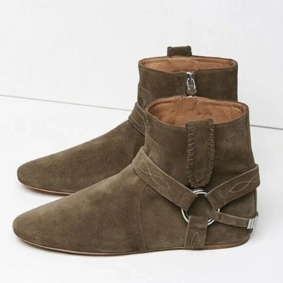 Etoile isabel Marant Suede gaucho Ankle Boot khaki boots 39 US8 like new - Picture 2 of 10